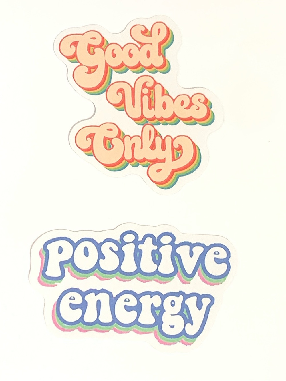 Good Vibes Only & Positive Energy Vinyl Sticker Set - Purple and Orange